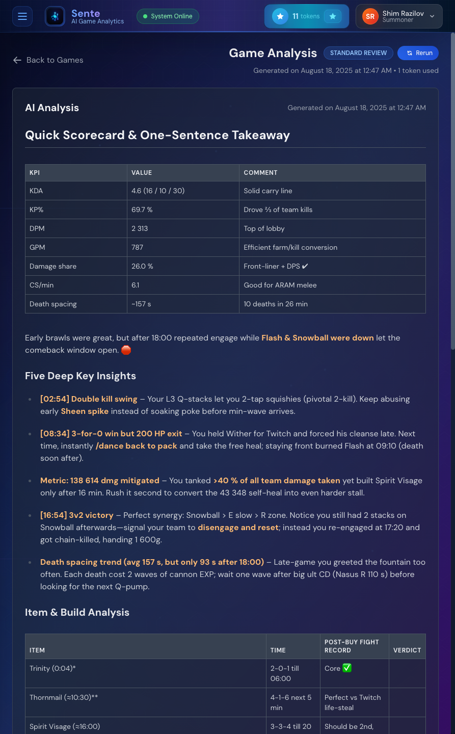 Game Review Interface